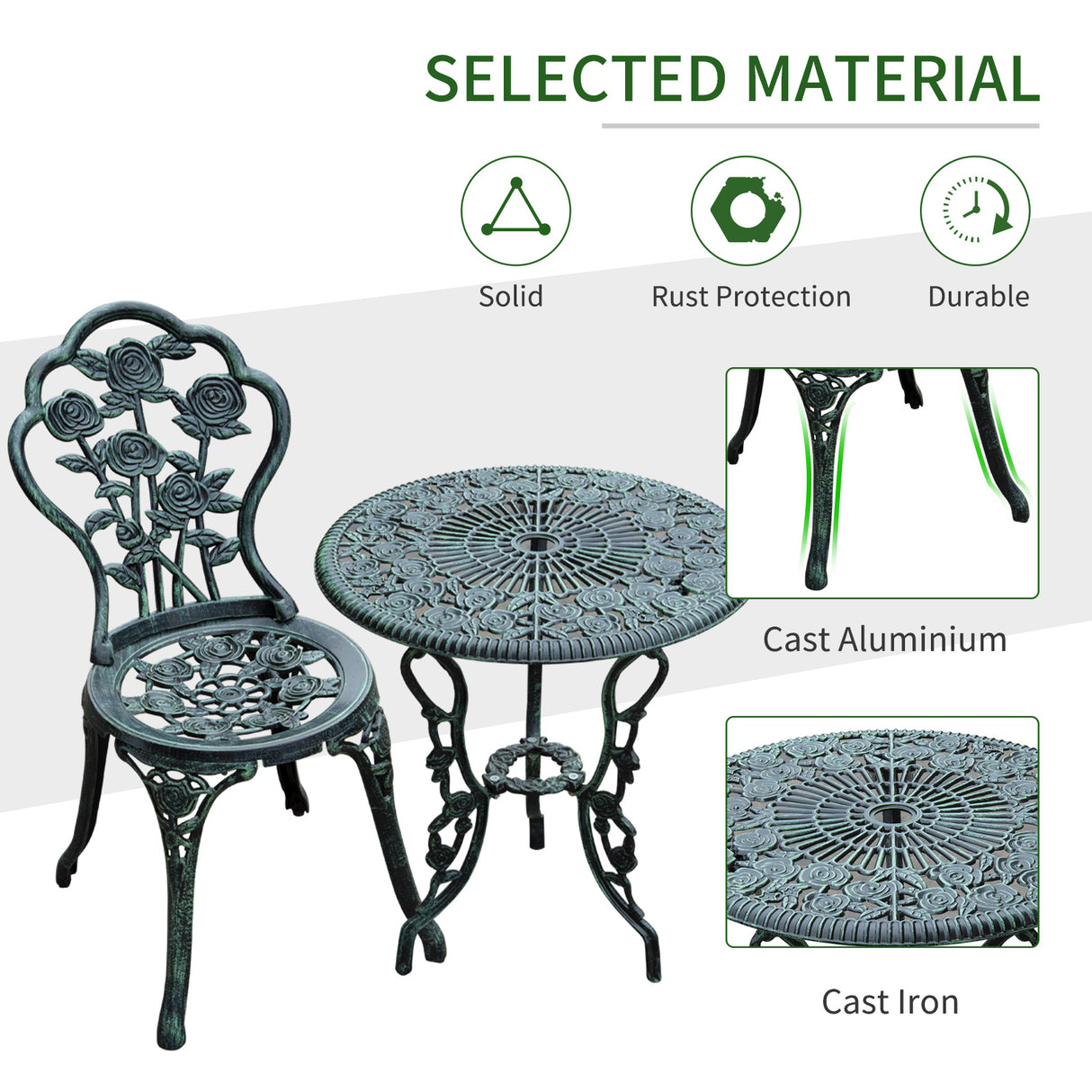 Aluminium Patio 3 Pieces Garden Bistro Set - Velmora