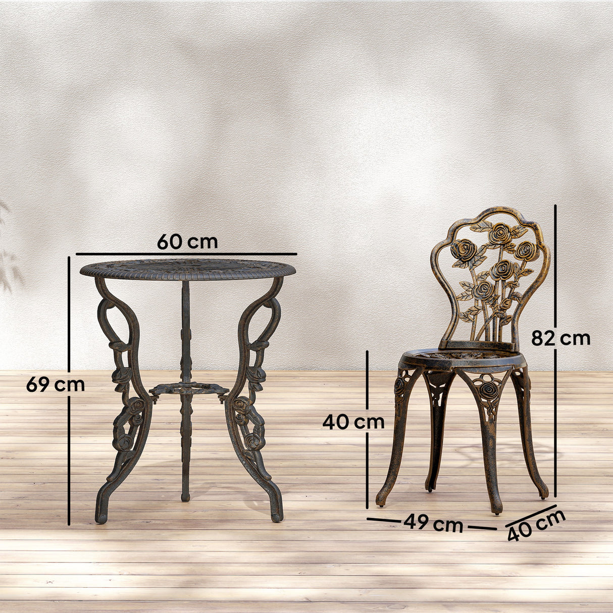 Aluminium Patio 3 Pieces Garden Bistro Set - Velmora