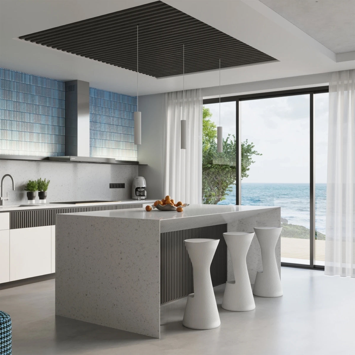 Aluminium Pendant Light With Karbon 3L Lamp - Deep Space