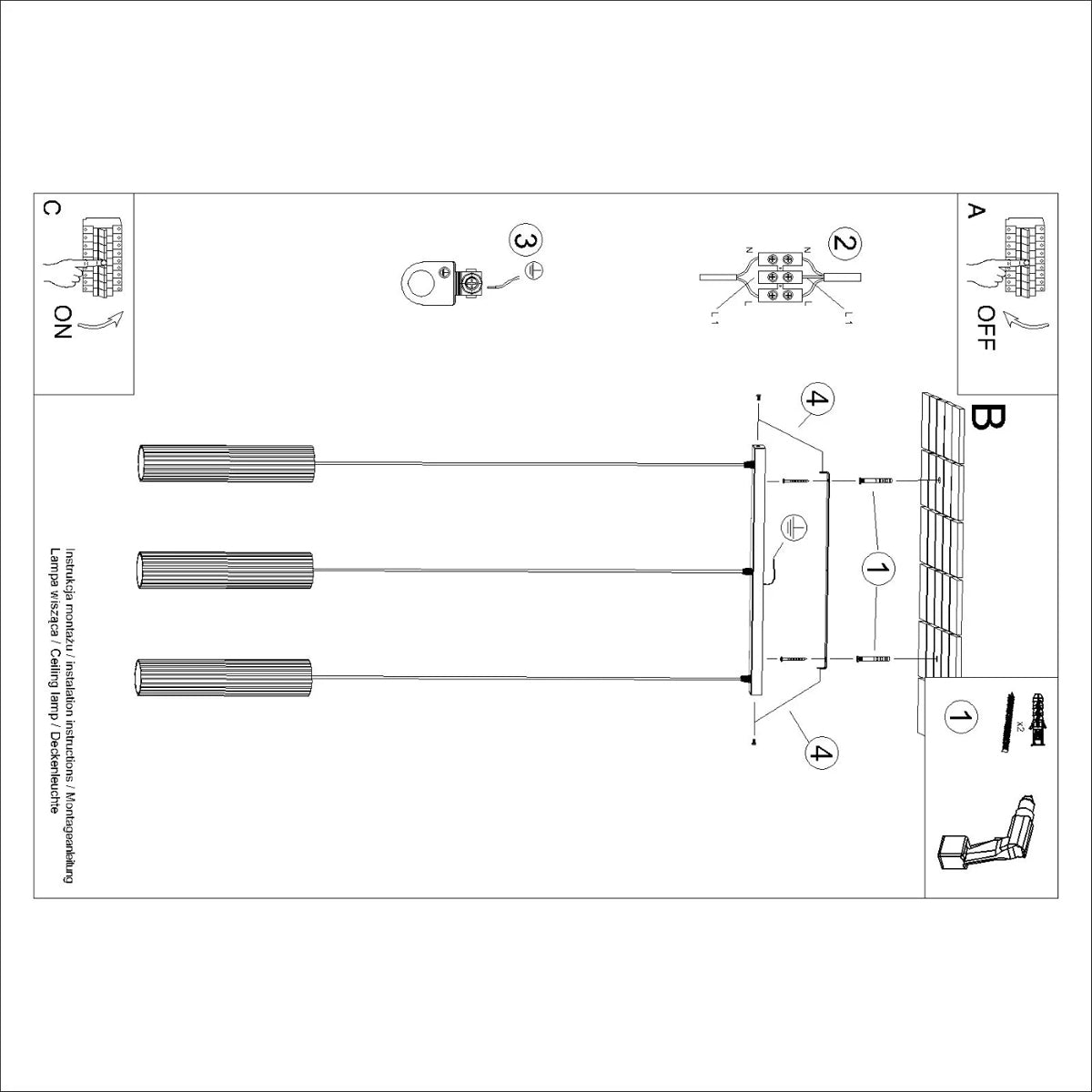 Aluminium Pendant Light With Karbon 3L Lamp - Deep Space