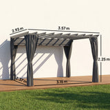 Aluminium Pergola Gazebo Sun Shade Shelter 357cm Width x 293cm Depth - Velmora