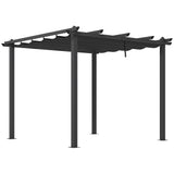 Aluminium Pergola With Retractable Roof 297cm Width x 297cm Depth - Velmora