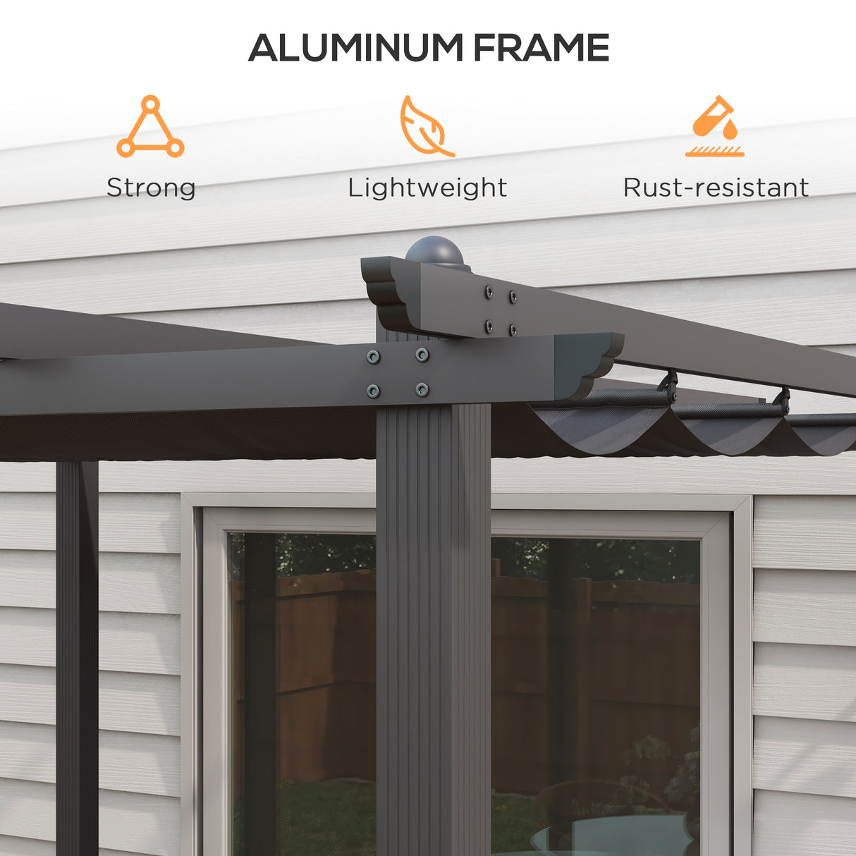Aluminium Pergola With Retractable Roof 297cm Width x 297cm Depth - Velmora