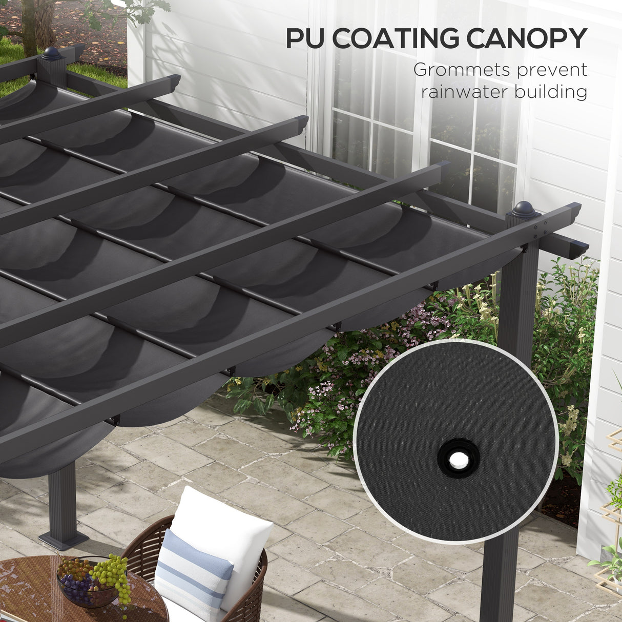 Aluminium Pergola With Retractable Roof 297cm Width x 297cm Depth - Velmora
