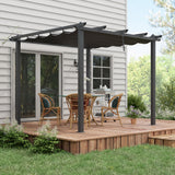 Aluminium Pergola With Retractable Roof 297cm Width x 297cm Depth - Velmora