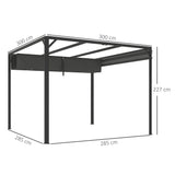 Aluminium Pergola With Retractable Roof 300cm Width x 300cm Depth - Velmora
