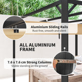Aluminium Pergola With Retractable Roof 300cm Width x 300cm Depth - Velmora