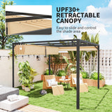 Aluminium Pergola With Retractable Roof 300cm Width x 300cm Depth - Velmora