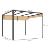 Aluminium Pergola With Retractable Roof 300cm Width x 300cm Depth - Velmora