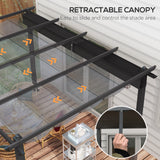 Aluminium Pergola With Retractable Roof 395cm Width x 296cm Depth - Velmora