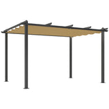 Aluminium Pergola With Retractable Roof 395cm Width x 296cm Depth - Velmora