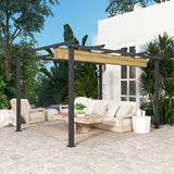 Aluminium Pergola With Retractable Roof 395cm Width x 296cm Depth - Velmora
