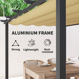 Aluminium Pergola With Retractable Roof 395cm Width x 296cm Depth - Velmora