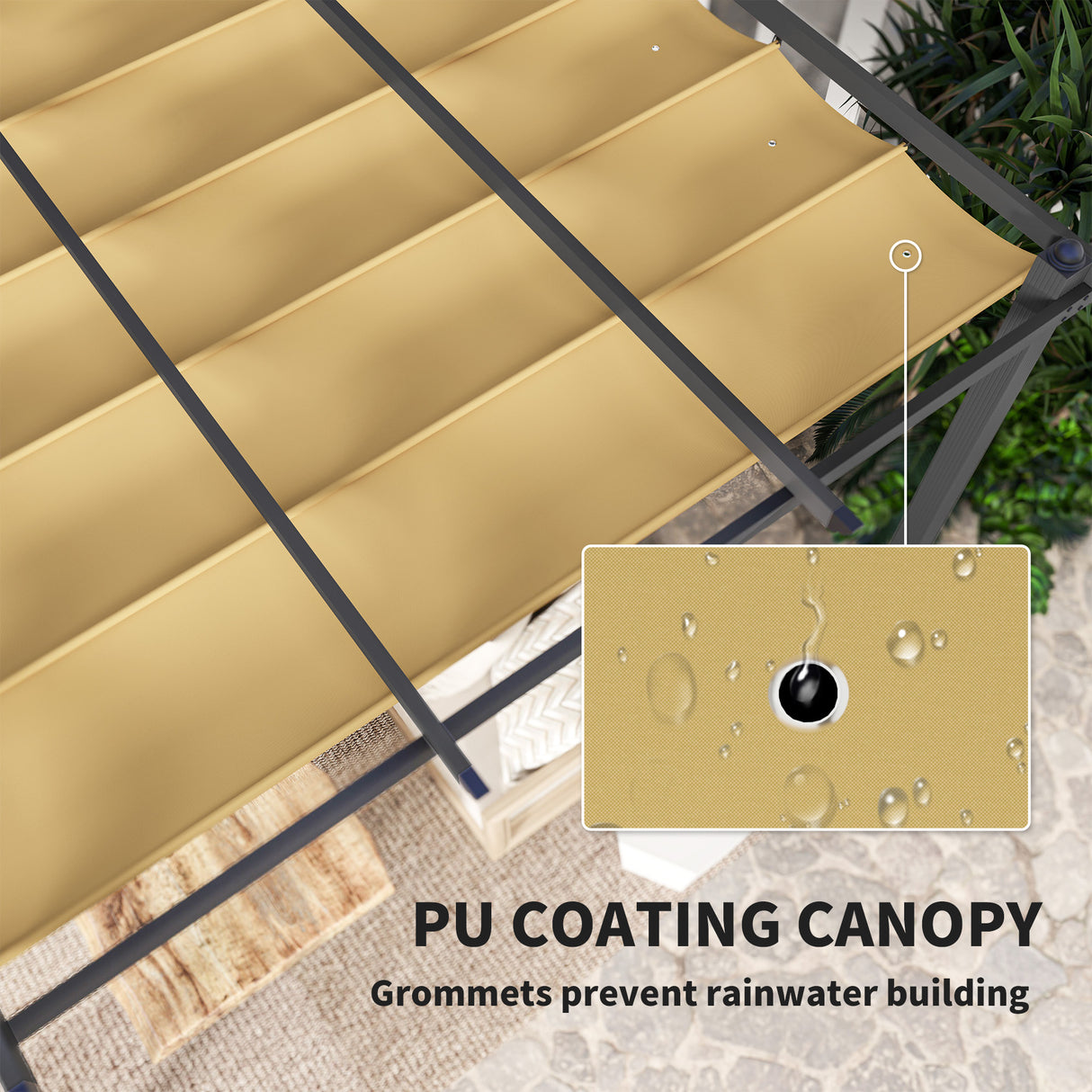 Aluminium Pergola With Retractable Roof 395cm Width x 296cm Depth - Velmora