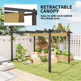 Aluminium Pergola With Retractable Roof 395cm Width x 296cm Depth - Velmora