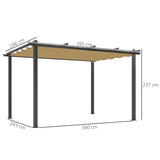 Aluminium Pergola With Retractable Roof 395cm Width x 296cm Depth - Velmora