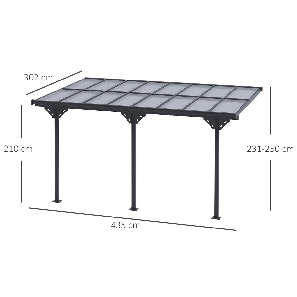 Aluminium Retractable Pergola Canopy 435cm Width x 302cm Depth - Velmora