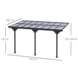 Aluminium Retractable Pergola Canopy 435cm Width x 302cm Depth - Velmora
