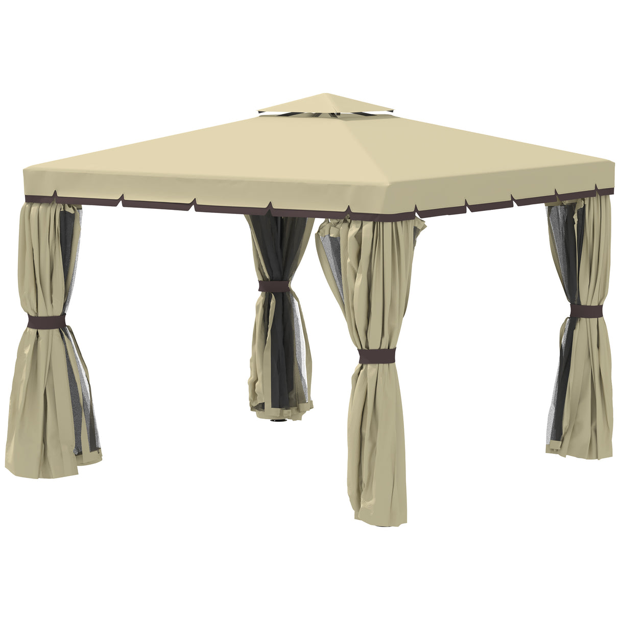 Aluminium Softtop Gazebo 296cm Width x 296cm Depth With Curtains - Velmora