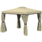 Aluminium Softtop Gazebo 296cm Width x 296cm Depth With Curtains - Velmora