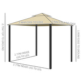 Aluminium Softtop Gazebo 296cm Width x 296cm Depth With Curtains - Velmora