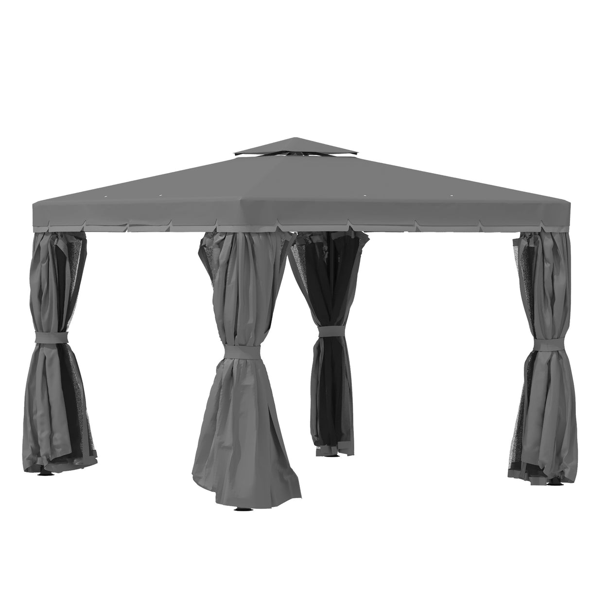 Aluminium Softtop Gazebo 296cm Width x 296cm Depth With Curtains - Velmora