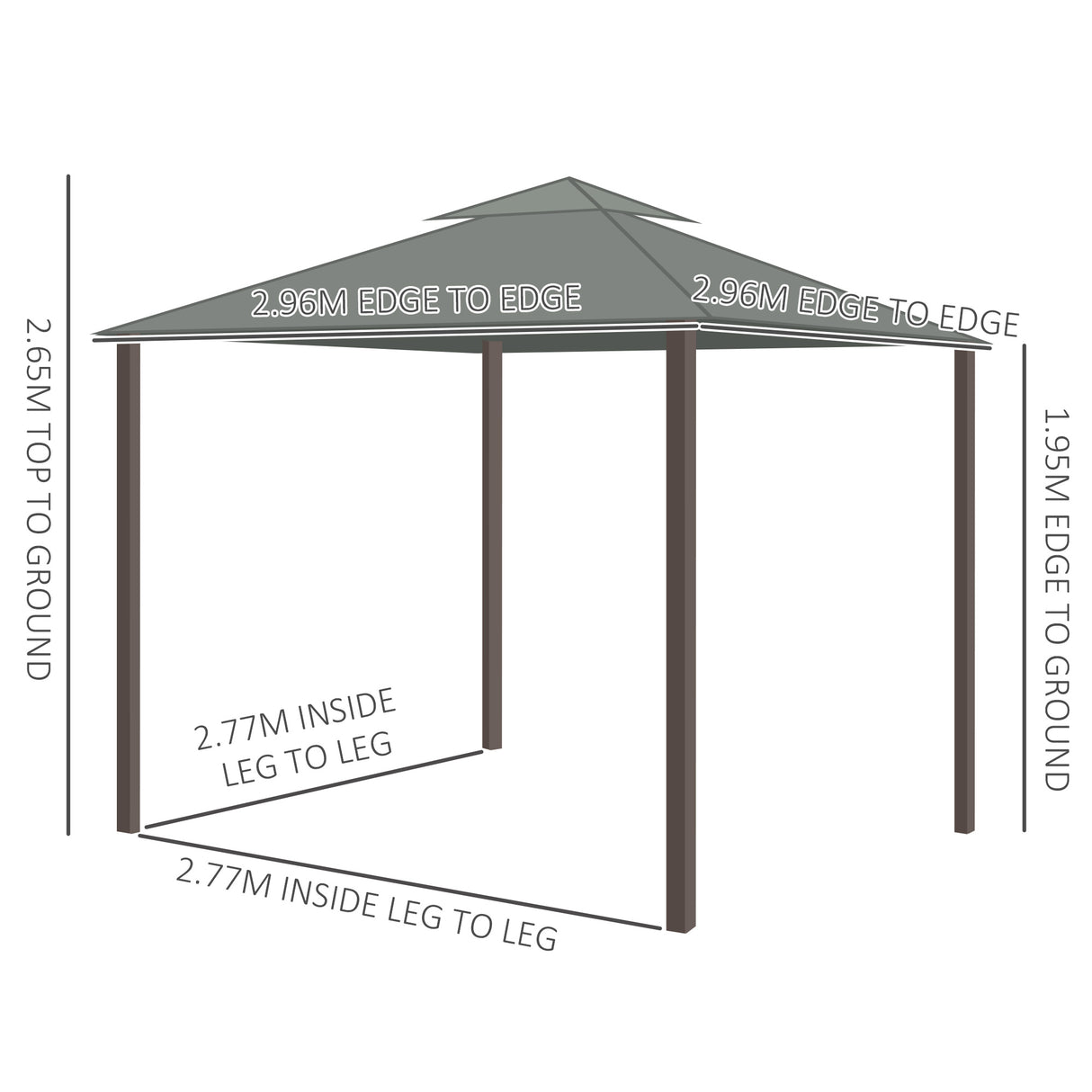 Aluminium Softtop Gazebo 296cm Width x 296cm Depth With Curtains - Velmora