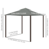 Aluminium Softtop Gazebo 296cm Width x 296cm Depth With Curtains - Velmora