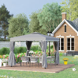 Aluminium Softtop Gazebo 296cm Width x 296cm Depth With Curtains - Velmora