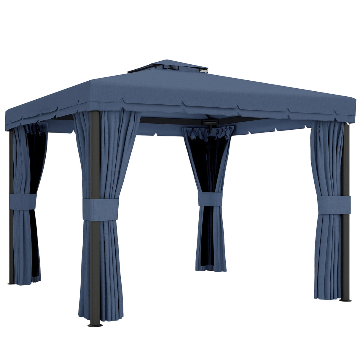 Aluminium Softtop Gazebo 296cm Width x 296cm Depth With Curtains - Velmora