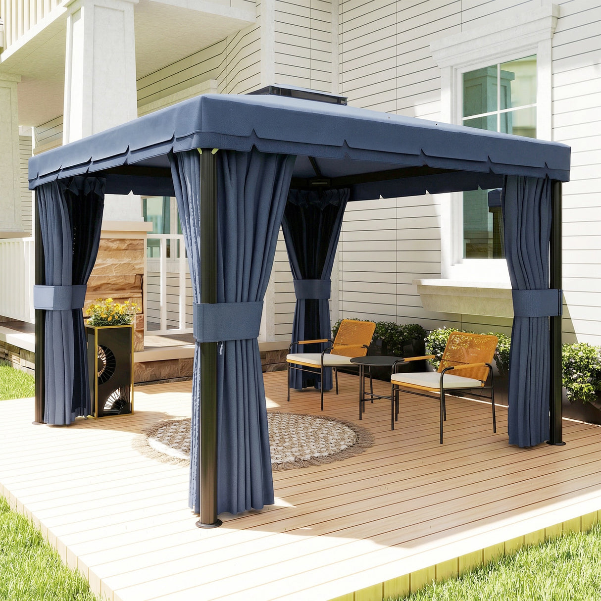 Aluminium Softtop Gazebo 296cm Width x 296cm Depth With Curtains - Velmora