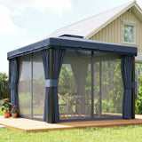 Aluminium Softtop Gazebo 296cm Width x 296cm Depth With Curtains - Velmora