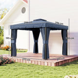 Aluminium Softtop Gazebo 296cm Width x 296cm Depth With Curtains - Velmora