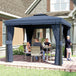 Aluminium Softtop Gazebo 296cm Width x 296cm Depth With Curtains - Velmora