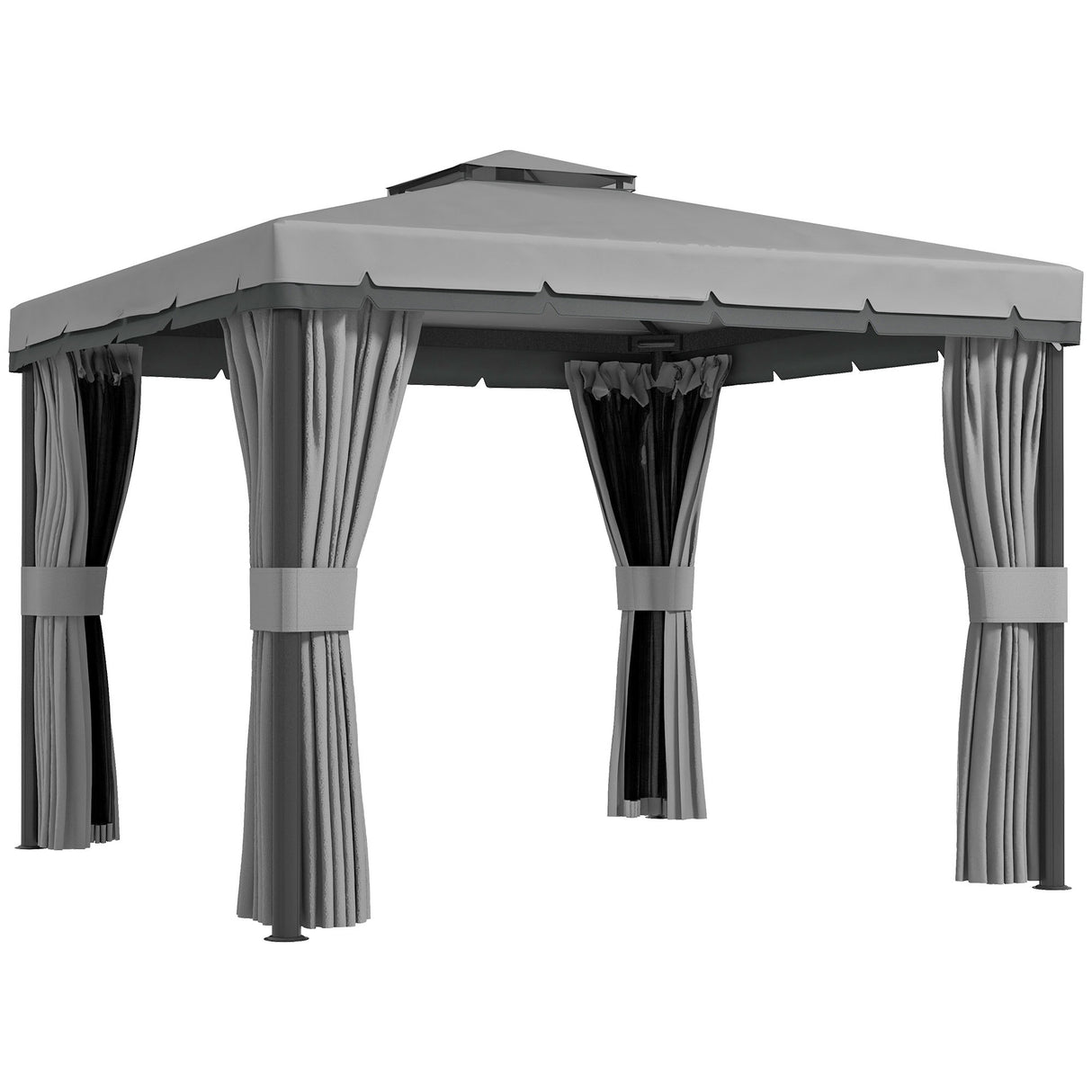 Aluminium Softtop Gazebo 296cm Width x 296cm Depth With Curtains - Velmora