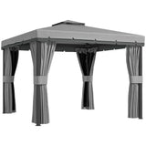 Aluminium Softtop Gazebo 296cm Width x 296cm Depth With Curtains - Velmora