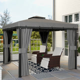 Aluminium Softtop Gazebo 296cm Width x 296cm Depth With Curtains - Velmora