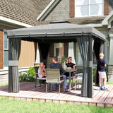 Aluminium Softtop Gazebo 296cm Width x 296cm Depth With Curtains - Velmora