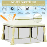 Aluminium Softtop Gazebo 390cm Width x 290cm Depth With Curtains And Netting - Velmora
