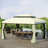 Aluminium Softtop Gazebo 390cm Width x 290cm Depth With Curtains And Netting - Velmora