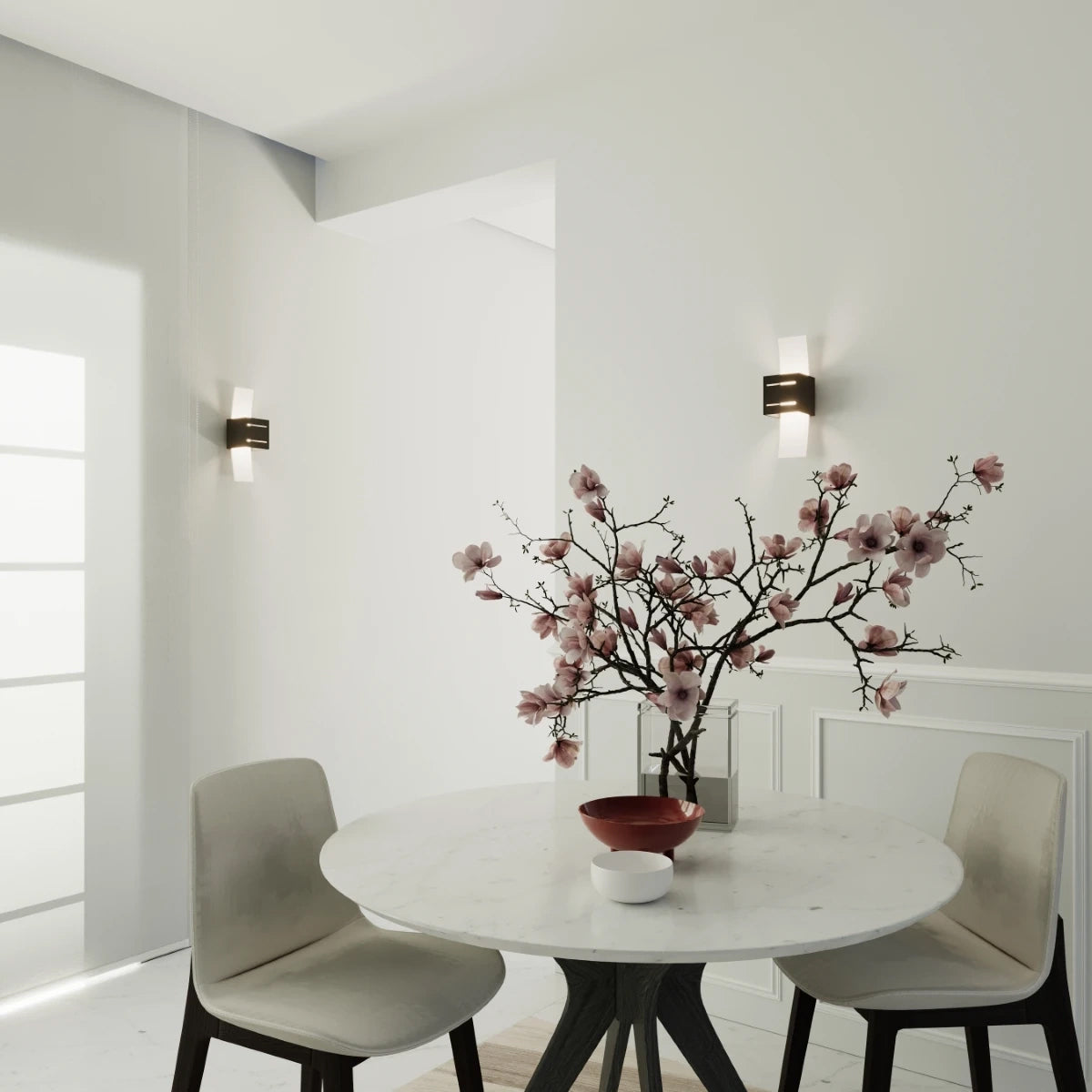 Aluminium Wall Light With Loreto Glass Lamp - Deep Space