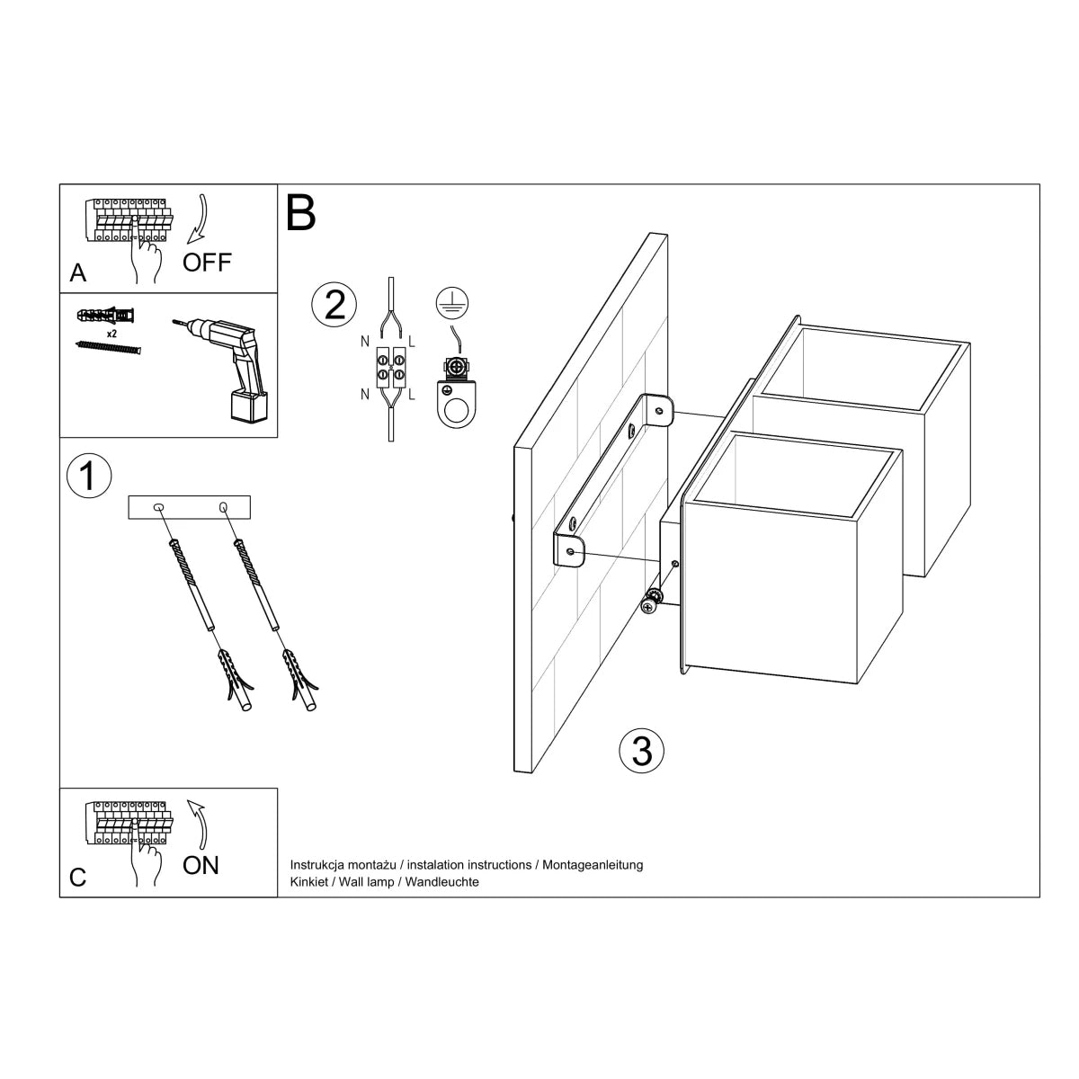 Aluminium Wall Light With Quad 2 Lamp - Deep Space