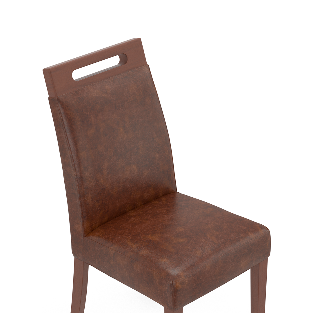 Aniline Leather Dining Chair With Walnut Wooden Legs - Merrick