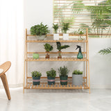 Bamboo 3 Tier Folding Plant Stand 100cm Wide - Velmora