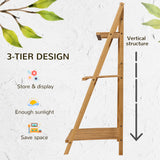 Bamboo 3 Tier Folding Plant Stand 100cm Wide - Velmora