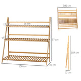 Bamboo 3 Tier Folding Plant Stand 100cm Wide - Velmora