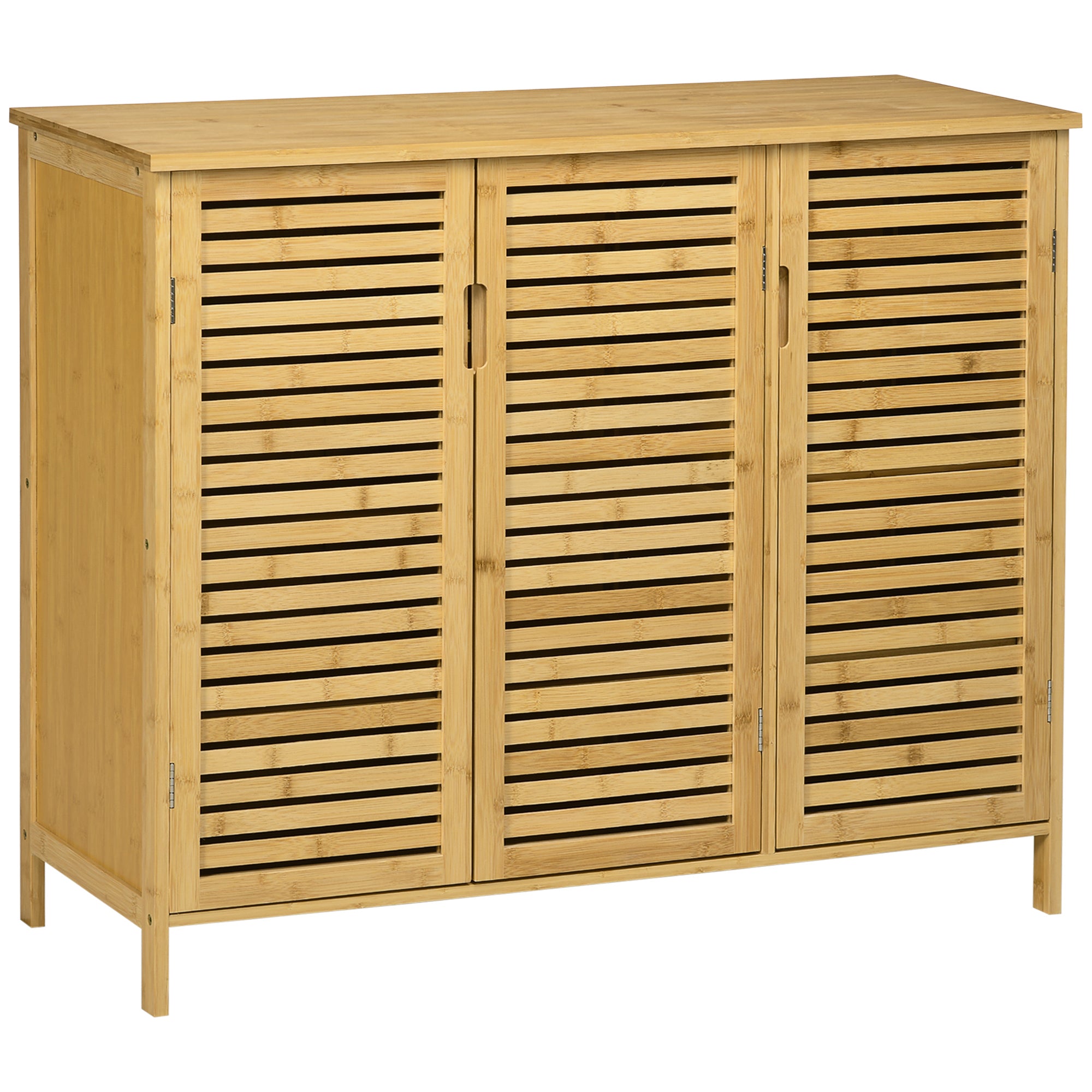 Bamboo Shoe Storage Cabinet 100cm Wide With 3 Doors - Velmora