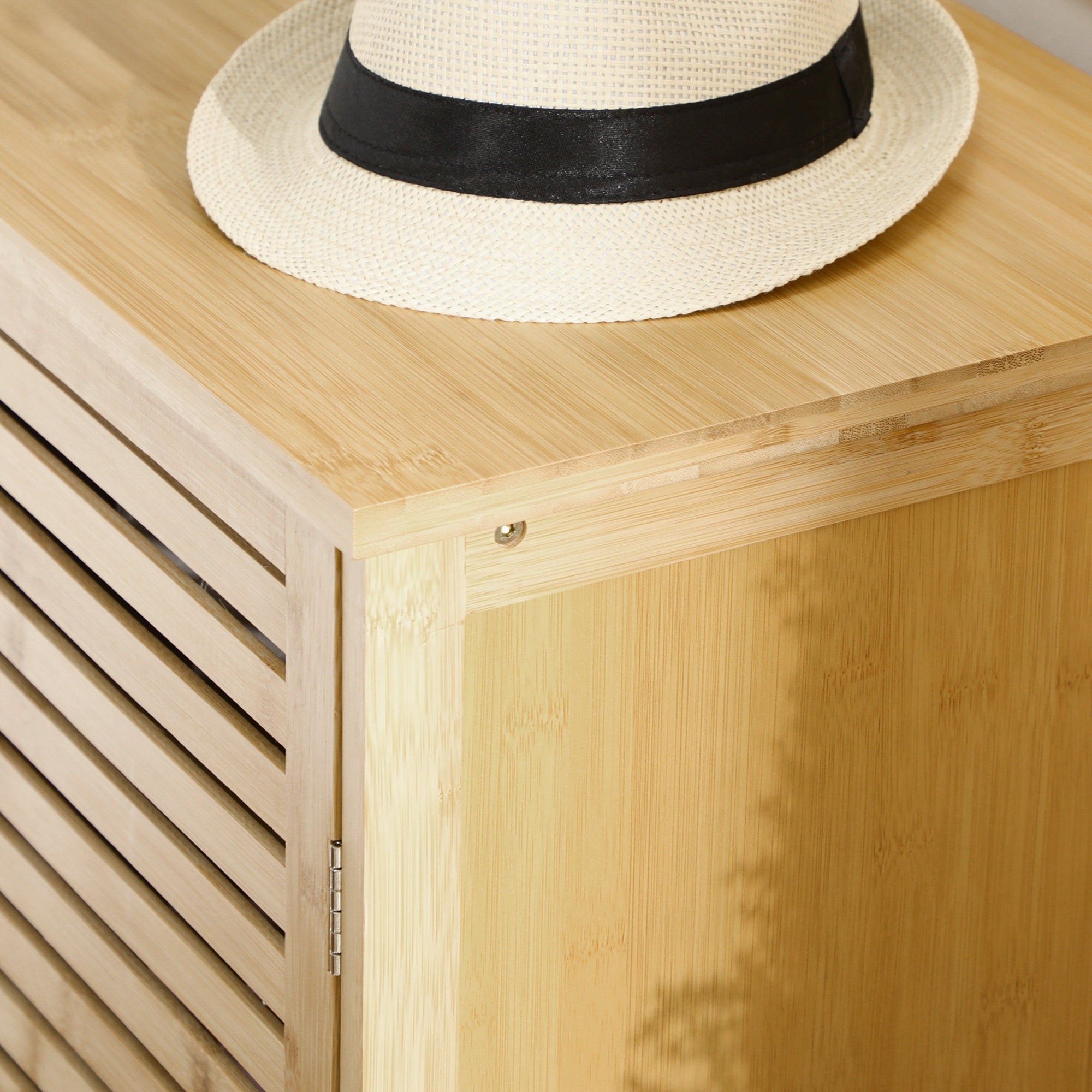Bamboo Shoe Storage Cabinet 100cm Wide With 3 Doors - Velmora