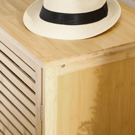 Bamboo Shoe Storage Cabinet 100cm Wide With 3 Doors - Velmora