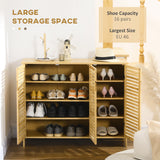 Bamboo Shoe Storage Cabinet 100cm Wide With 3 Doors - Velmora